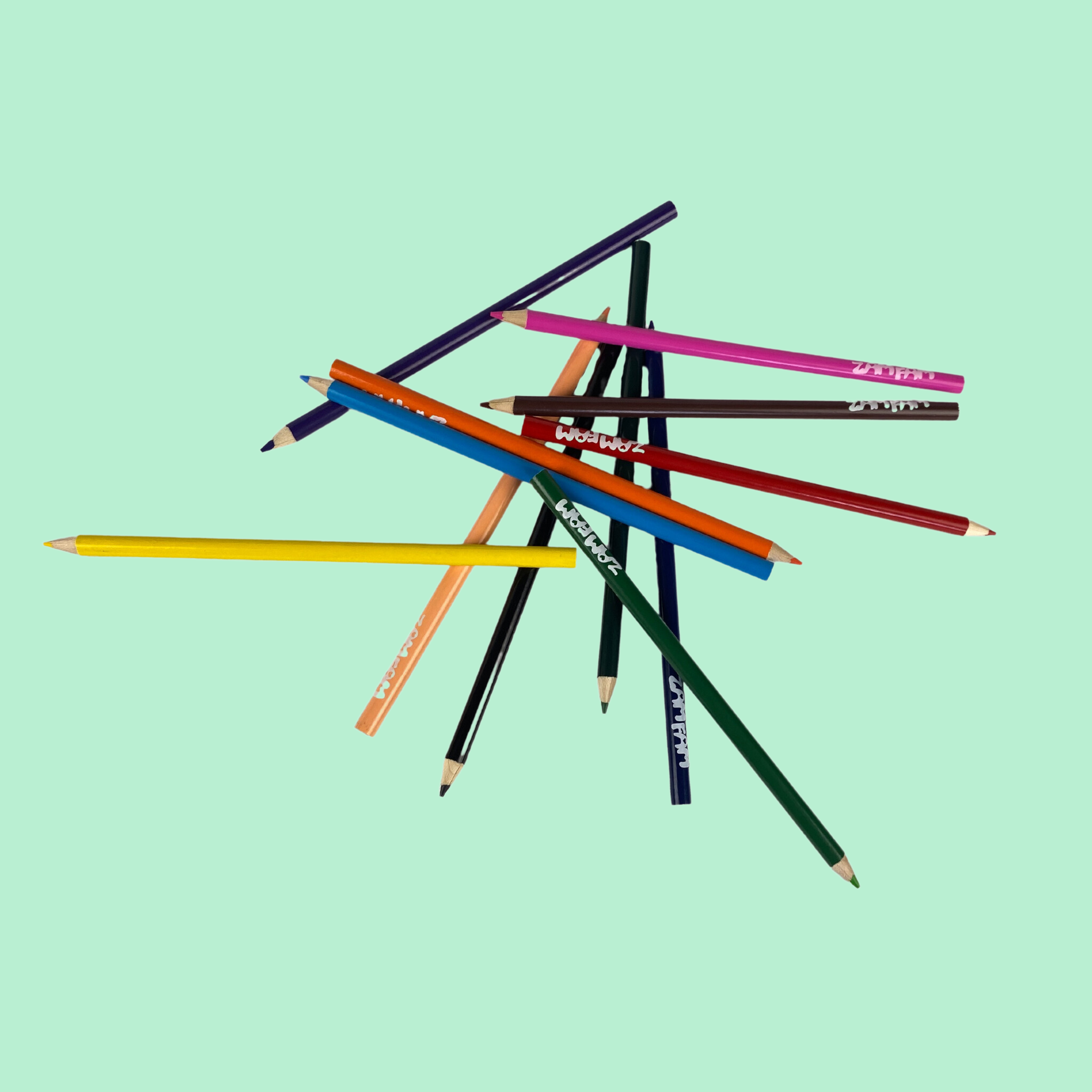 Color pencils scattered.