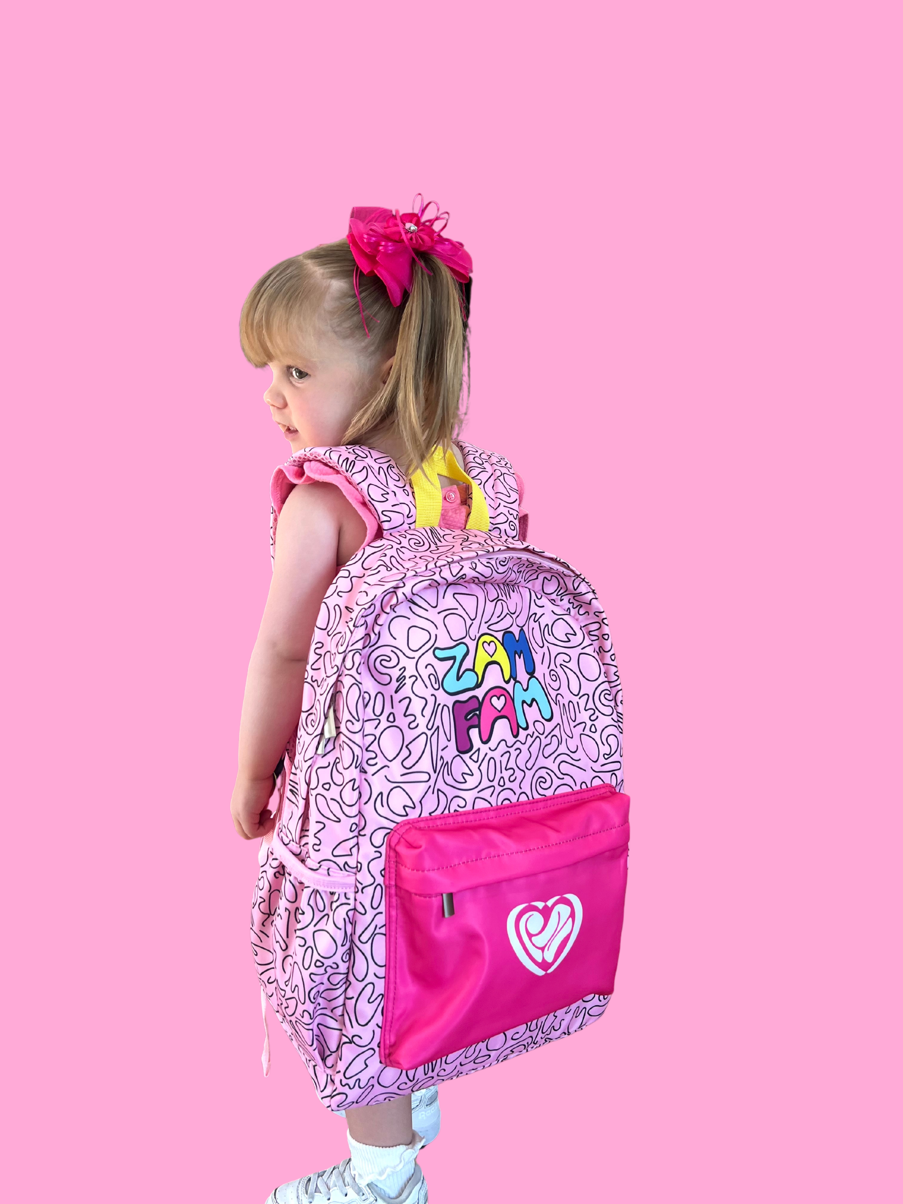 Zadie Zamolo wearing the Zamfam backpack.