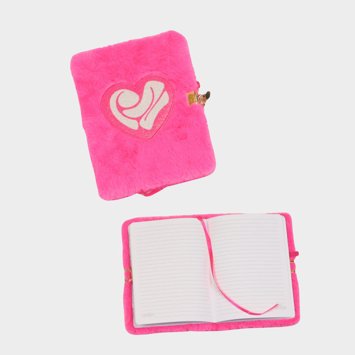 Pink Fuzzy Diary featuring an RZ Heart and a locket
