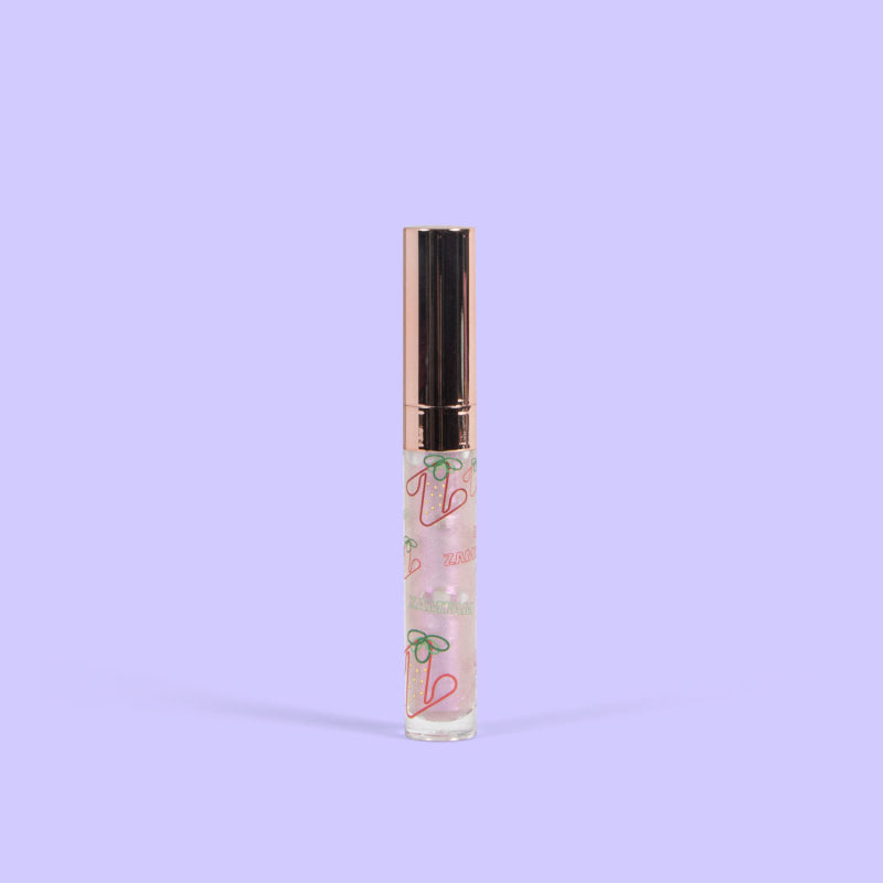 Light pink lip gloss with sparkles.