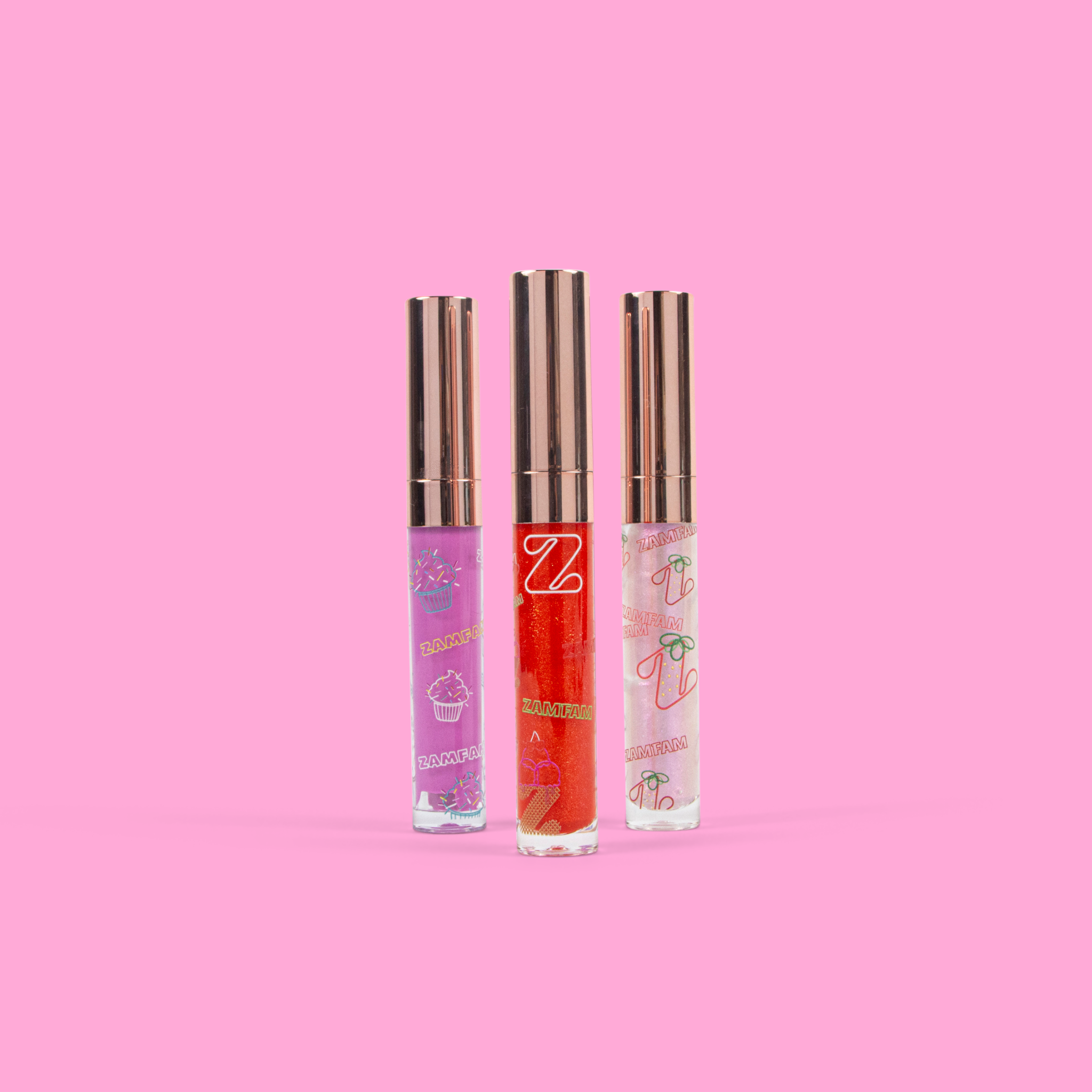 3 lip glosses.