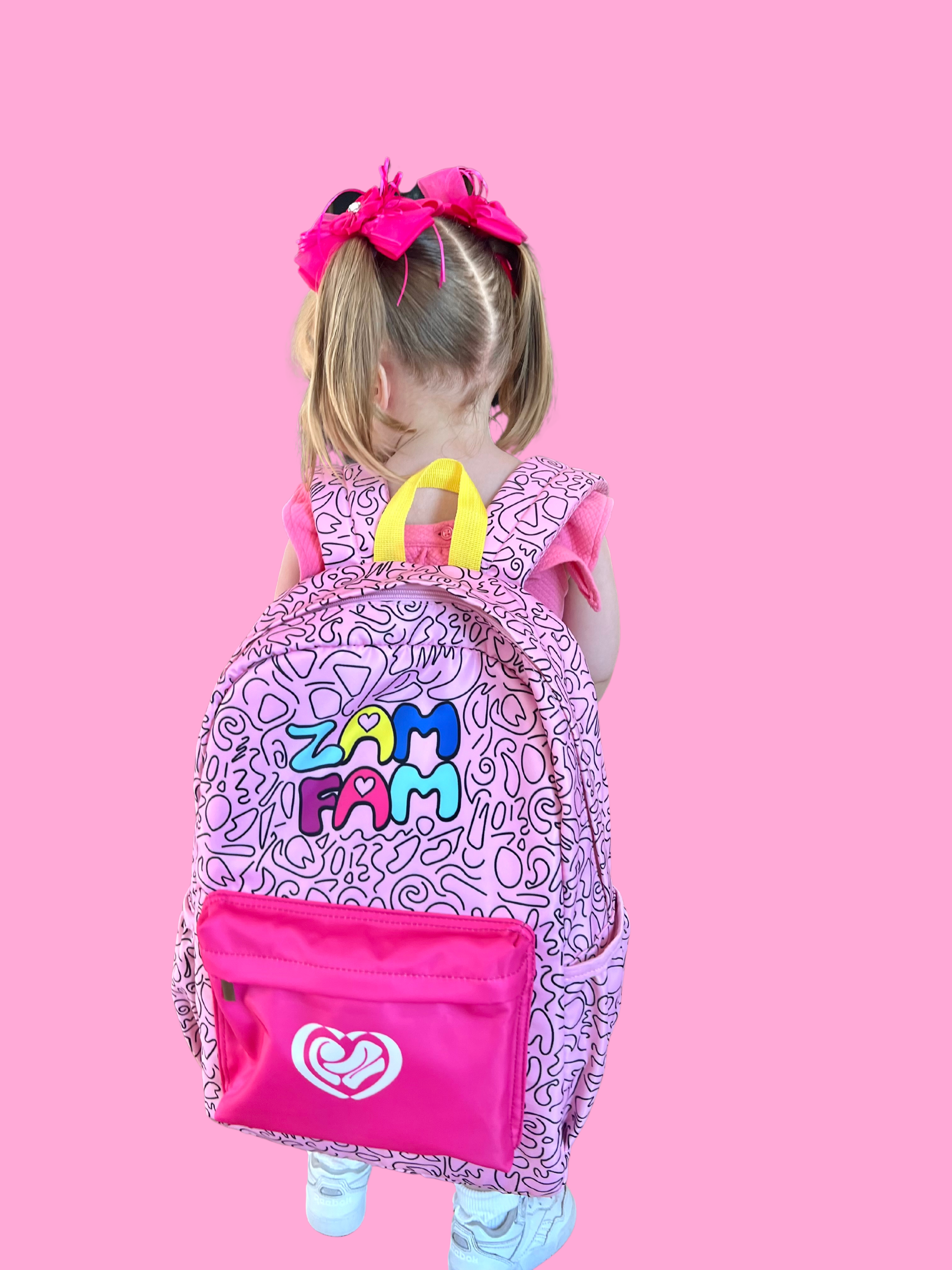 Zadie Zamolo wearing the Zamfam backpack.