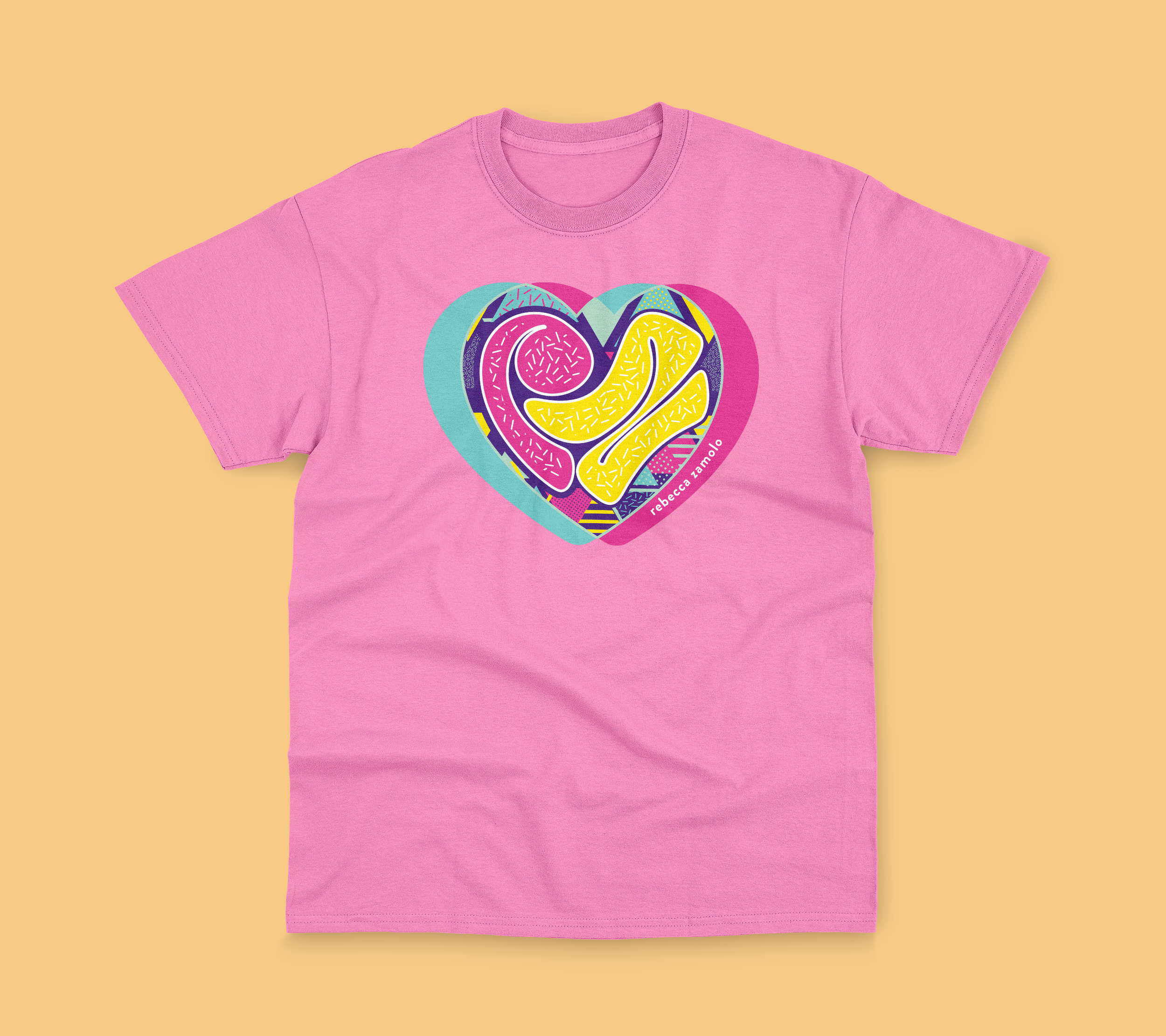 Pink Rebecca Zamolo heart tee.